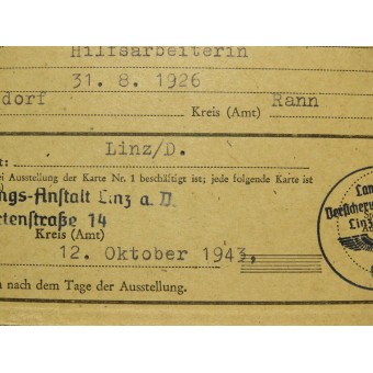 3e Reich Invalid Insurance uitgegeven aan buitenlandse werknemer uit Rusland. Espenlaub militaria